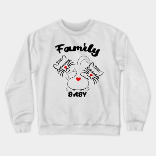 Proud Cat mom and Cat Dad and the kitten baby - The cat family ? With love and hearts Crewneck Sweatshirt